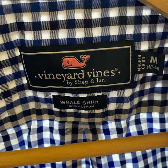 Vineyard Vines Gingham Blue button down 10/12 - Picture 2 of 4